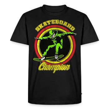 CHAMPION DE SKATEBOARD - T-shirt Premium bio Homme - noir - Devant - Nico (187cm)