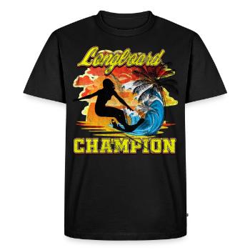 Surf Longboard CHAMPION - T-shirt Premium bio Homme - noir - Devant - Nico (187cm)