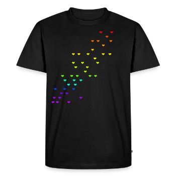 Hearts colorful rainbow colors gift idea - Men's Premium Organic T-Shirt - black - Front - Nico (187cm)