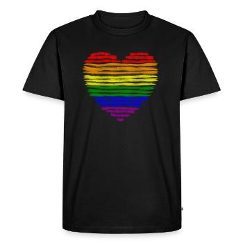 LGBT Gay Pride CSD Regenbogen Flagge Herz Acryl - T-shirt Premium bio Homme - noir - Devant - Nico (187cm)