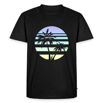 Vaporwave Aesthetics Retro Vintage Sun Palms - T-shirt Premium bio Homme - noir - Devant - Nico (187cm)