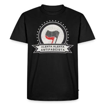 Antifa International antifascista alerta alerta - Men's Premium Organic T-Shirt - black - Front - Nico (187cm)
