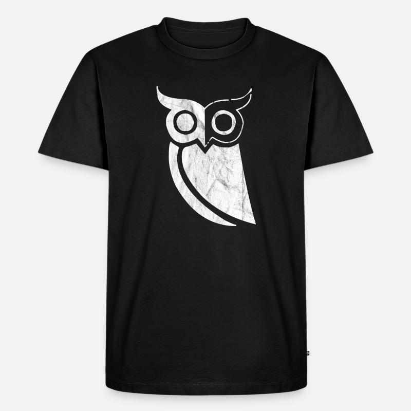 Eule Uhu - Männer Premium Bio T-Shirt - Schwarz