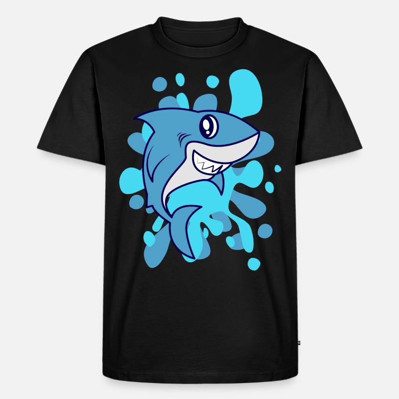 Blauer Hai - Männer Premium Bio T-Shirt - Schwarz