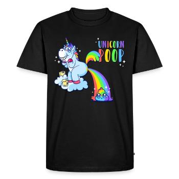 Licorne caca - T-shirt Premium bio Homme - noir - Devant - Nico (187cm)