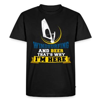 Windsurfing and beer - T-shirt Premium bio Homme - noir - Devant - Nico (187cm)