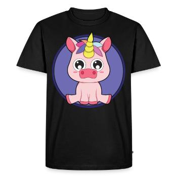 Licorne bébé animaux mignons - T-shirt Premium bio Homme - noir - Devant - Nico (187cm)