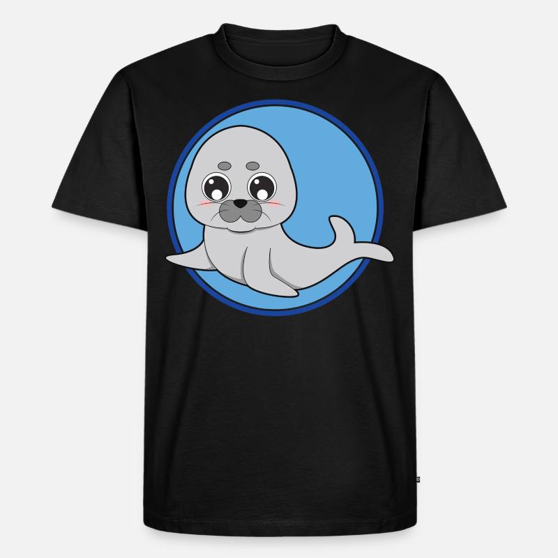 Seelöwe Robbe niedlich - Männer Premium Bio T-Shirt - Schwarz