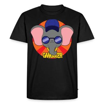 Animal cartoon éléphant gangster - T-shirt Premium bio Homme - noir - Devant - Nico (187cm)