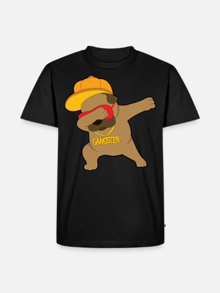 Pug dog dabbing gangster animals - Men's Premium Organic T-Shirt - black