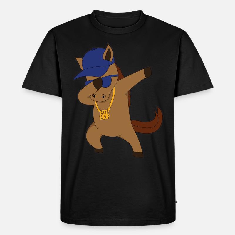 Pferd comic dabbing cool - Männer Premium Bio T-Shirt - Schwarz