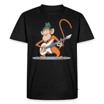 Monkey plays guitar gift - Men's Premium Organic T-Shirt - black - Front - Nico (187cm)
