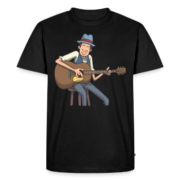 Guitariste acoustique occidental avec guitare - T-shirt Premium bio Homme - noir - Devant - Nico (187cm)
