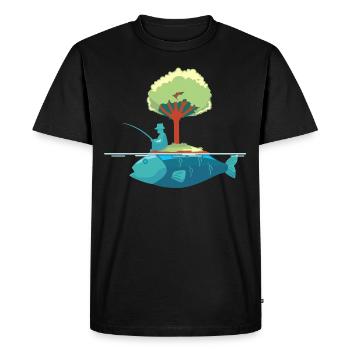 Fisherman angler tree fish art - Men's Premium Organic T-Shirt - black - Front - Nico (187cm)