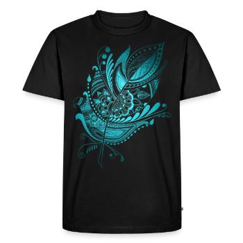 Plume Zentangle bleu - T-shirt Premium bio Homme - noir - Devant - Nico (187cm)