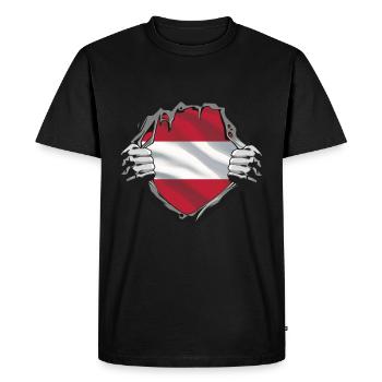 Mon coeur bat pour l'Autriche - T-shirt Premium bio Homme - noir - Devant - Nico (187cm)