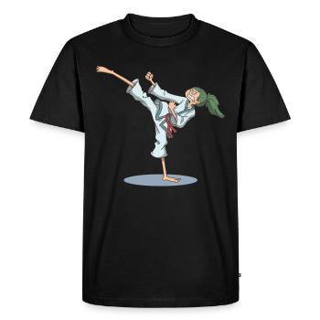 Pied de karaté coup de pied - T-shirt Premium bio Homme - noir - Devant - Nico (187cm)