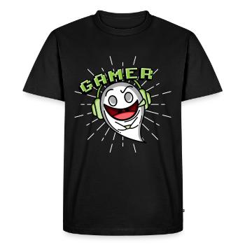 Gamer / Gamer Ghost Funny Gaming Halloween - Men's Premium Organic T-Shirt - black - Front - Nico (187cm)