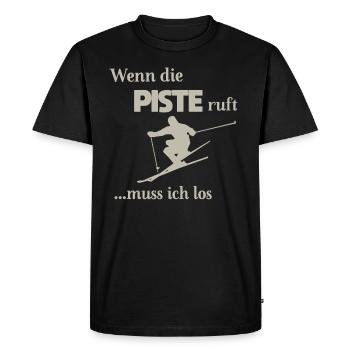 Skieur neige Sport Winter Piste - T-shirt Premium bio Homme - noir - Devant - Nico (187cm)