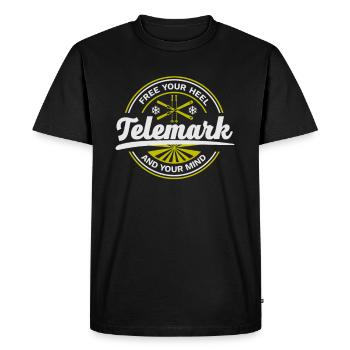 Télémark Ski Talon Gratuit Rétro - T-shirt Premium bio Homme - noir - Devant - Nico (187cm)