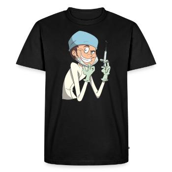 Nasty infirmière seringue d'anesthésie - T-shirt Premium bio Homme - noir - Devant - Nico (187cm)