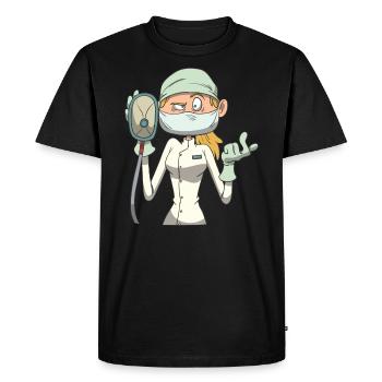Infirmière masque d'anesthésie - T-shirt Premium bio Homme - noir - Devant - Nico (187cm)