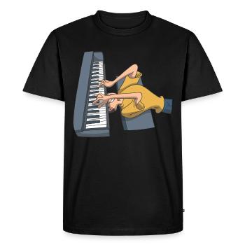Piano Piano Player Musician Pianist from below - Men's Premium Organic T-Shirt - black - Front - Nico (187cm)
