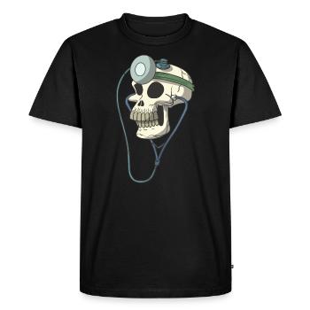 Crâne crâne squelette docteur docteur lampe frontale - T-shirt Premium bio Homme - noir - Devant - Nico (187cm)