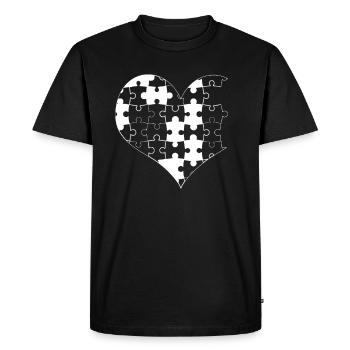 White puzzle Heart - T-shirt Premium bio Homme - noir - Devant - Nico (187cm)