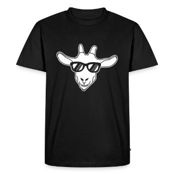 Chèvre avec des lunettes de soleil, chèvre, drôle - T-shirt Premium bio Homme - noir - Devant - Nico (187cm)