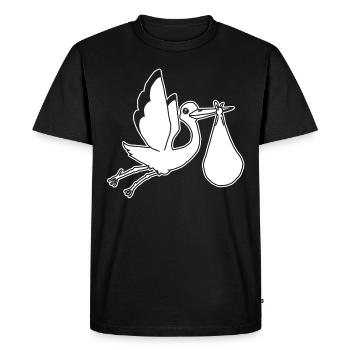 Cigogne, silhouette, hochet cigogne, bébé, cadeau - T-shirt Premium bio Homme - noir - Devant - Nico (187cm)