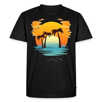 sunset of palms - Men's Premium Organic T-Shirt - black - Front - Nico (187cm)