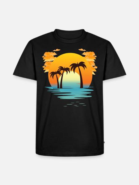 sunset of palms - Men's Premium Organic T-Shirt - black