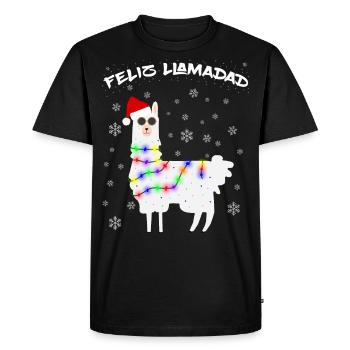 Drôle de lama et le motif alpaga - T-shirt Premium bio Homme - noir - Devant - Nico (187cm)