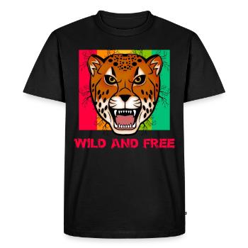 Wild and Free tiger - T-shirt Premium bio Homme - noir - Devant - Nico (187cm)