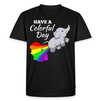 Elephant joke comic illustration rainbow - Men's Premium Organic T-Shirt - black - Front - Nico (187cm)