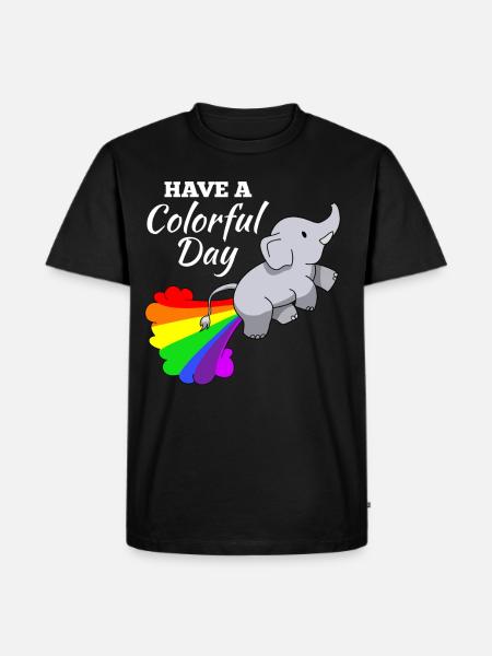 Elephant joke comic illustration rainbow - Men's Premium Organic T-Shirt - black