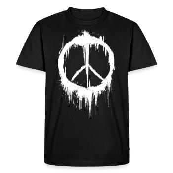 Friedensschild 60er Jahre 70er Jahre Retro Hippie - Männer Premium Bio T-Shirt - Schwarz - Vorne - Nico (187cm)