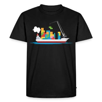 Cargo ships blocks toy ships boys - Men's Premium Organic T-Shirt - black - Front - Nico (187cm)