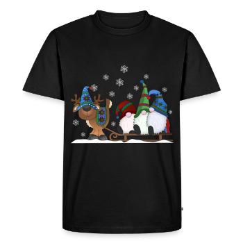 Christmas gnomes with reindeer sleigh - Men's Premium Organic T-Shirt - black - Front - Nico (187cm)