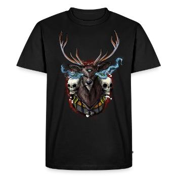 Deer - BONE SQL PRY - Men's Premium Organic T-Shirt - black - Front - Nico (187cm)