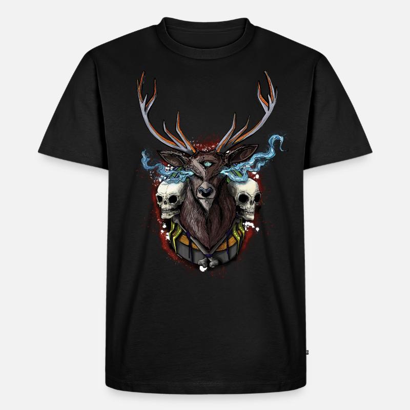 Hirsch - BONE SQL PRY - Männer Premium Bio T-Shirt - Schwarz