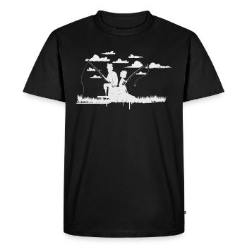 La pêche. La pêche. Père et fils. Père et fils. - T-shirt Premium bio Homme - noir - Devant - Nico (187cm)