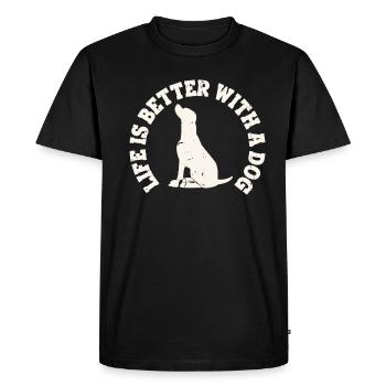 La vie est meilleure avec un chien - T-shirt Premium bio Homme - noir - Devant - Nico (187cm)