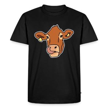 Cow, beef, head, comic, gift idea - Men's Premium Organic T-Shirt - black - Front - Nico (187cm)