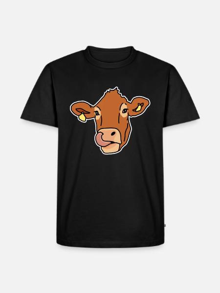 Koe, rundvlees, hoofd, komisch, giftidee - Mannen Premium Bio T-shirt - zwart
