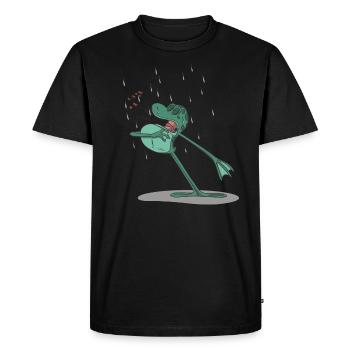 Funny frog sings in the rain - Men's Premium Organic T-Shirt - black - Front - Nico (187cm)