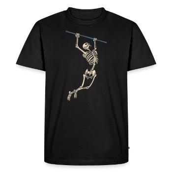Squelette sur la barre de traction du sport de fitness - T-shirt Premium bio Homme - noir - Devant - Nico (187cm)