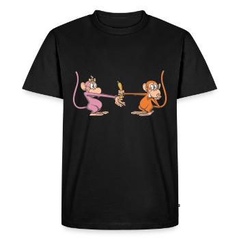 Monkey gives a banana to his loved one - Men's Premium Organic T-Shirt - black - Front - Nico (187cm)