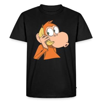 Monkey with banana phone - Men's Premium Organic T-Shirt - black - Front - Nico (187cm)